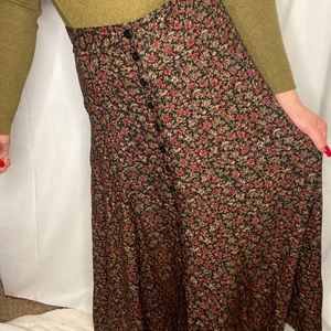 Vintage Express floral maxi button down skirt